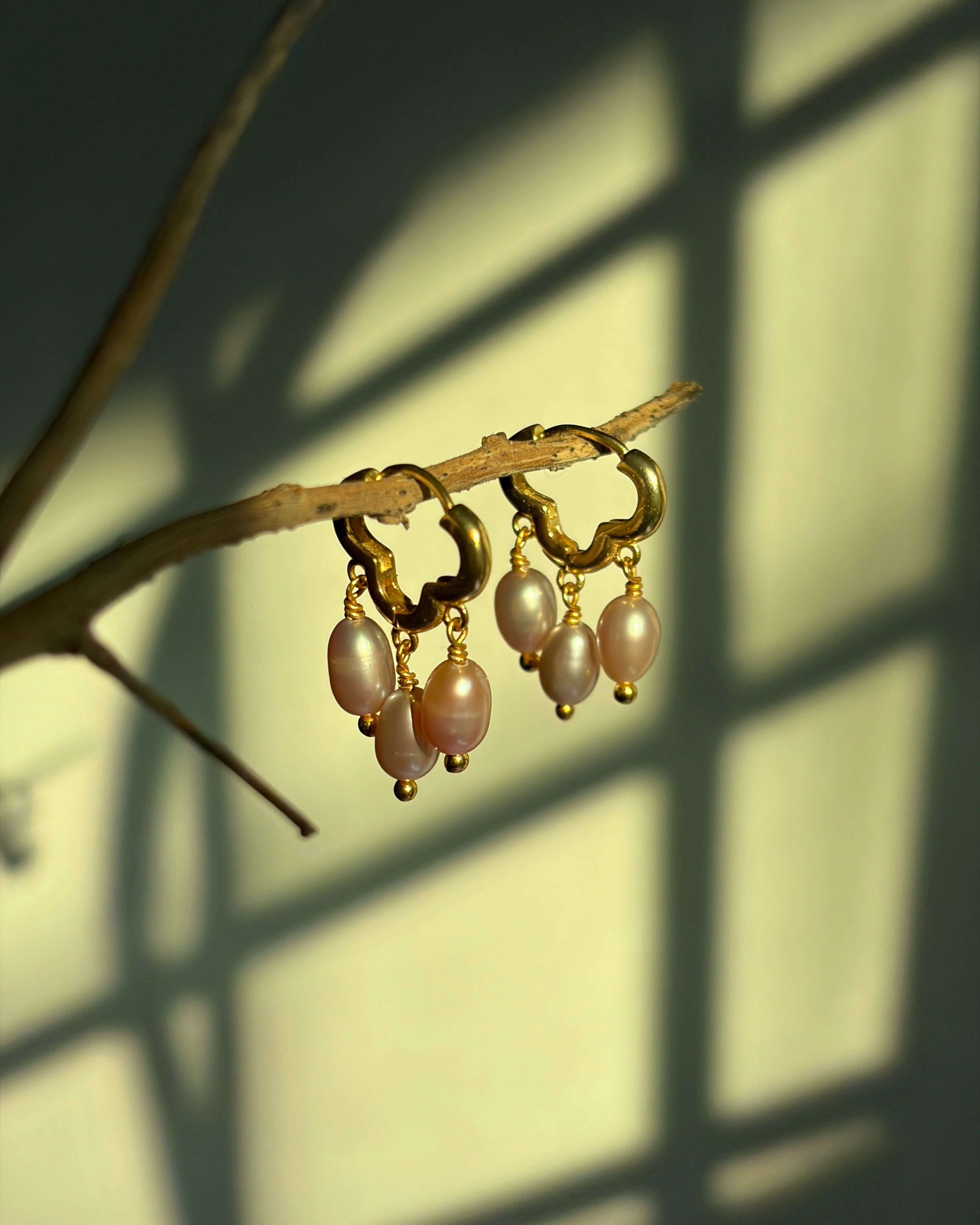 Pink cloud pearl earrings