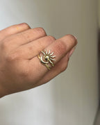 Sun and Moon Ring Set Brass