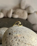 Brass ring with a wave design handmade by A Creator's Studio