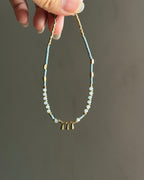 Blue Agates and Glass bead drop Anklet