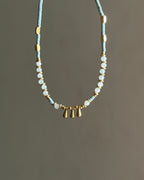 Blue Agates and Glass bead drop Anklet