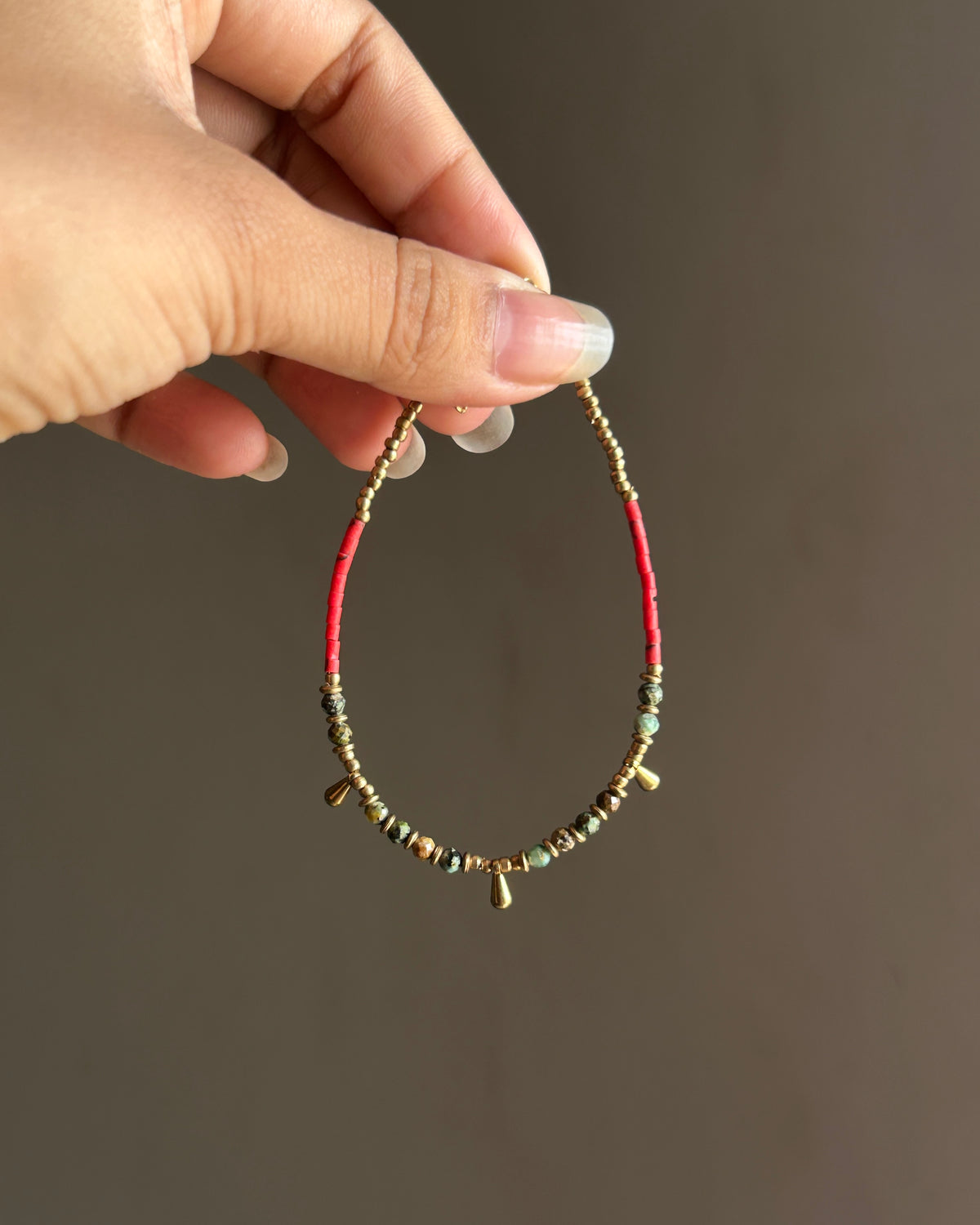 Red Agate and African Turquoise Bracelet
