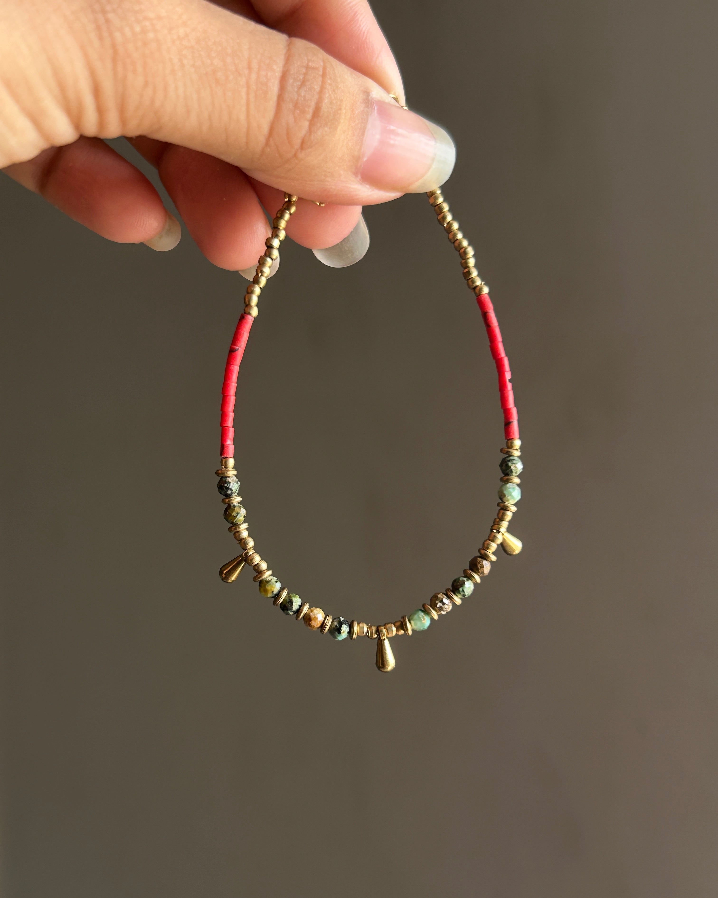 Red Agate and African Turquoise Bracelet