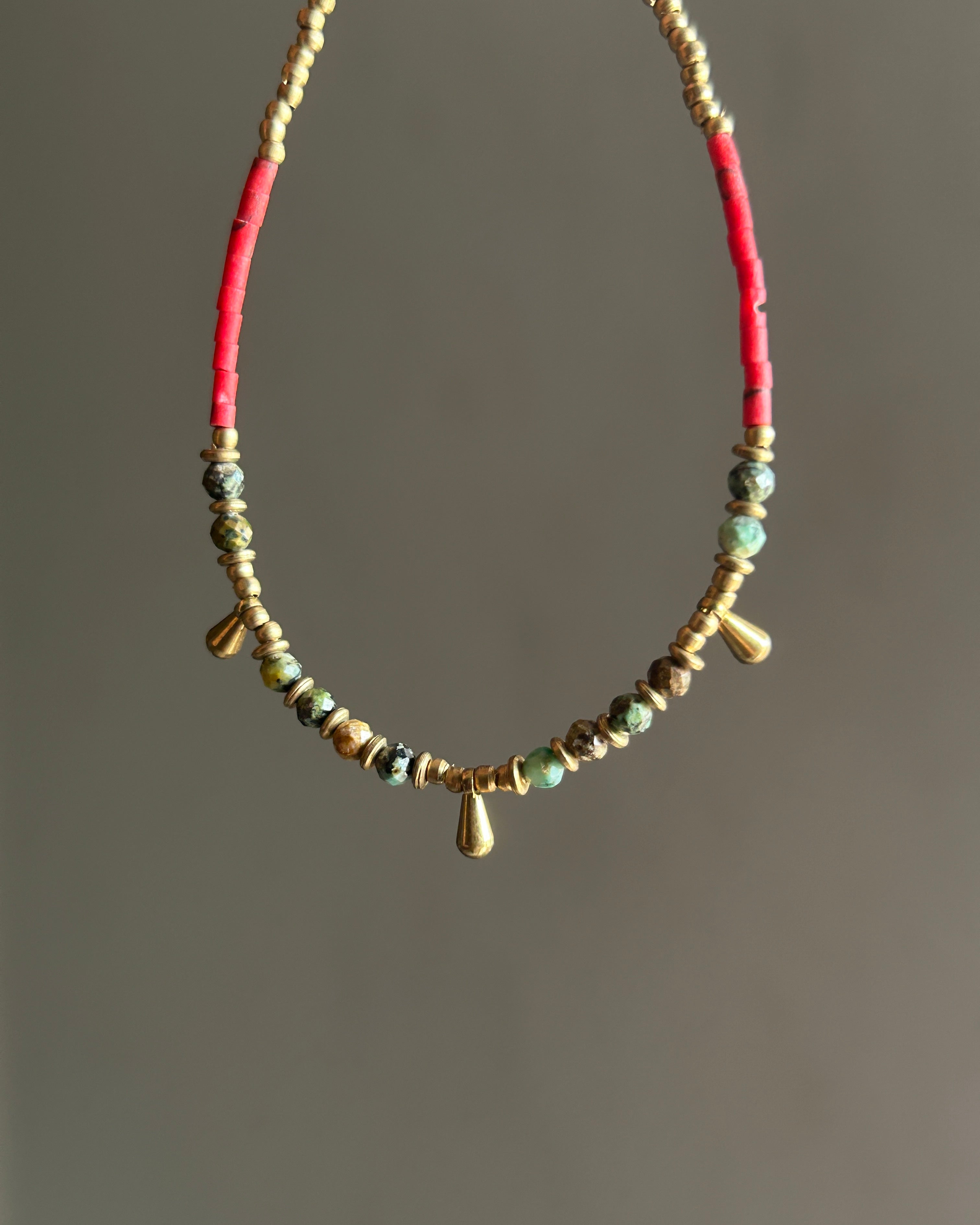 Red Agate and African Turquoise Bracelet