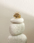 Brass ring with a unique sun design handmade by A Creator's Studio