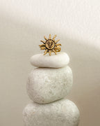 Brass ring with a unique sun design handmade by A Creator's Studio