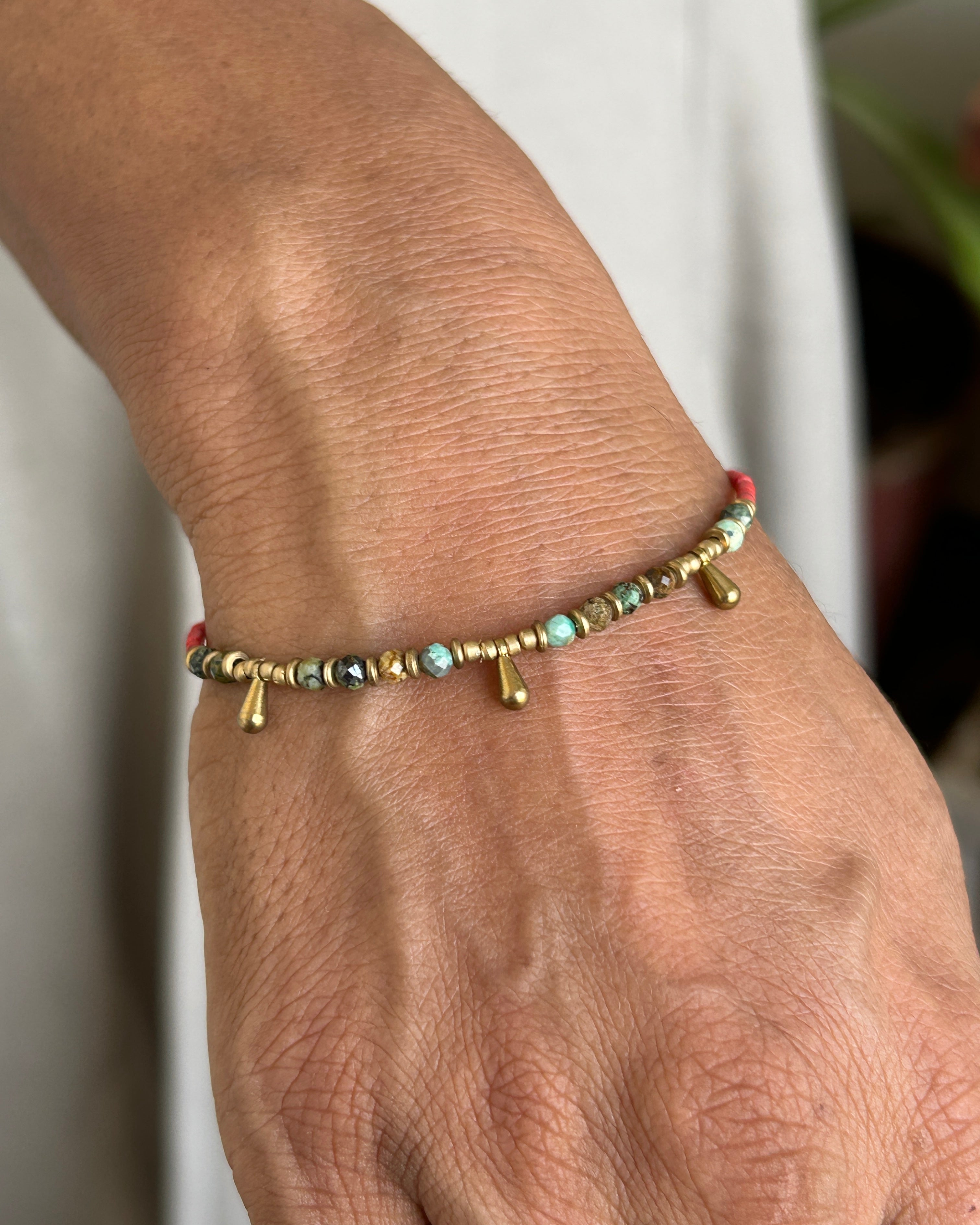 Red Agate and African Turquoise Bracelet