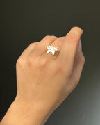 Brass ring with a butterfly design handmade by A Creator's Studio