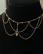 Gold Plated layered chain necklace with a teardrop crystal handmade by A Creator's Studio