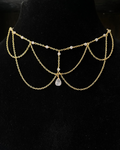 Gold Plated layered chain necklace with a teardrop crystal handmade by A Creator's Studio
