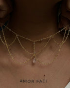 Gold Plated layered chain necklace with a teardrop crystal handmade by A Creator's Studio