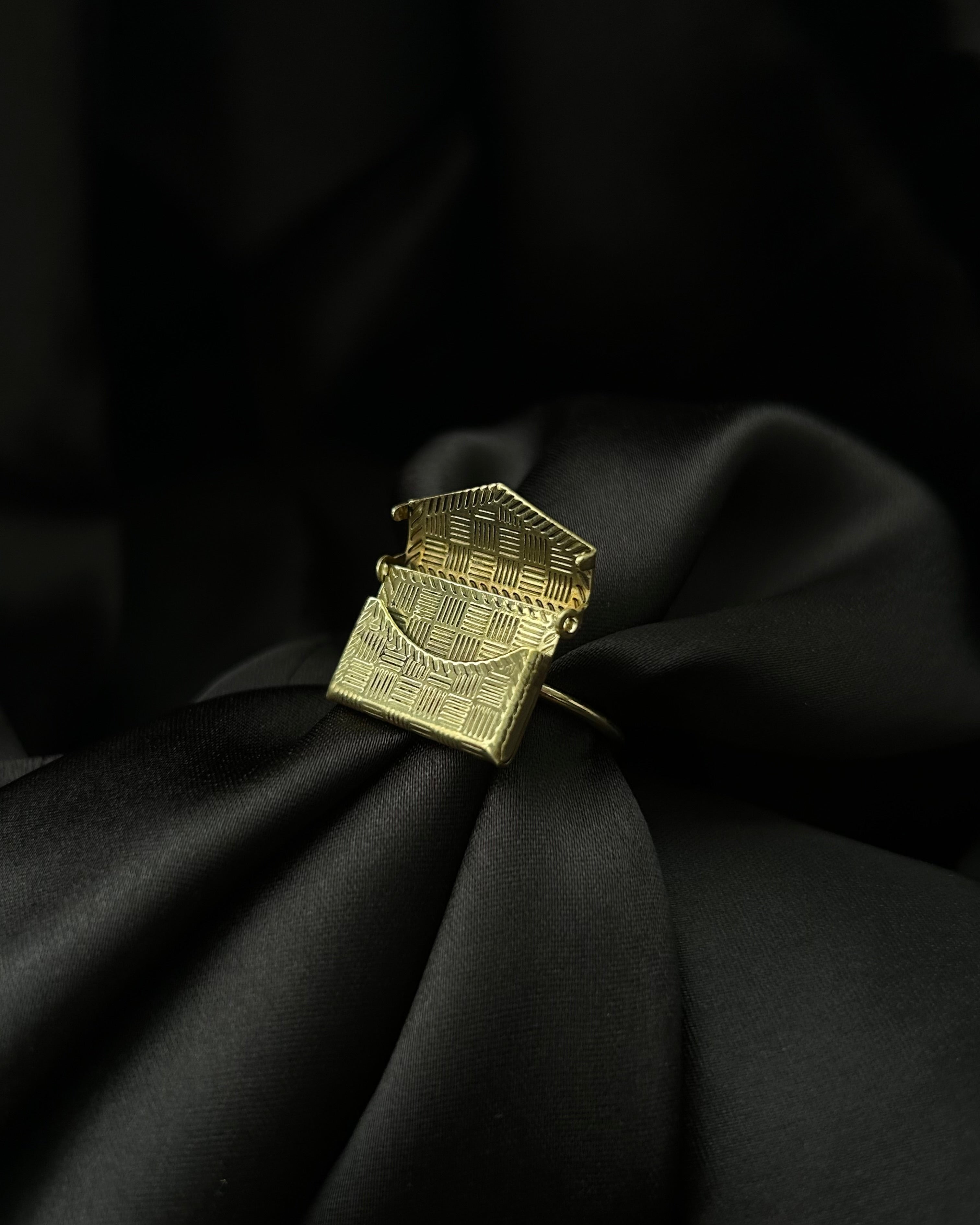 Vintage Envelope Ring Brass