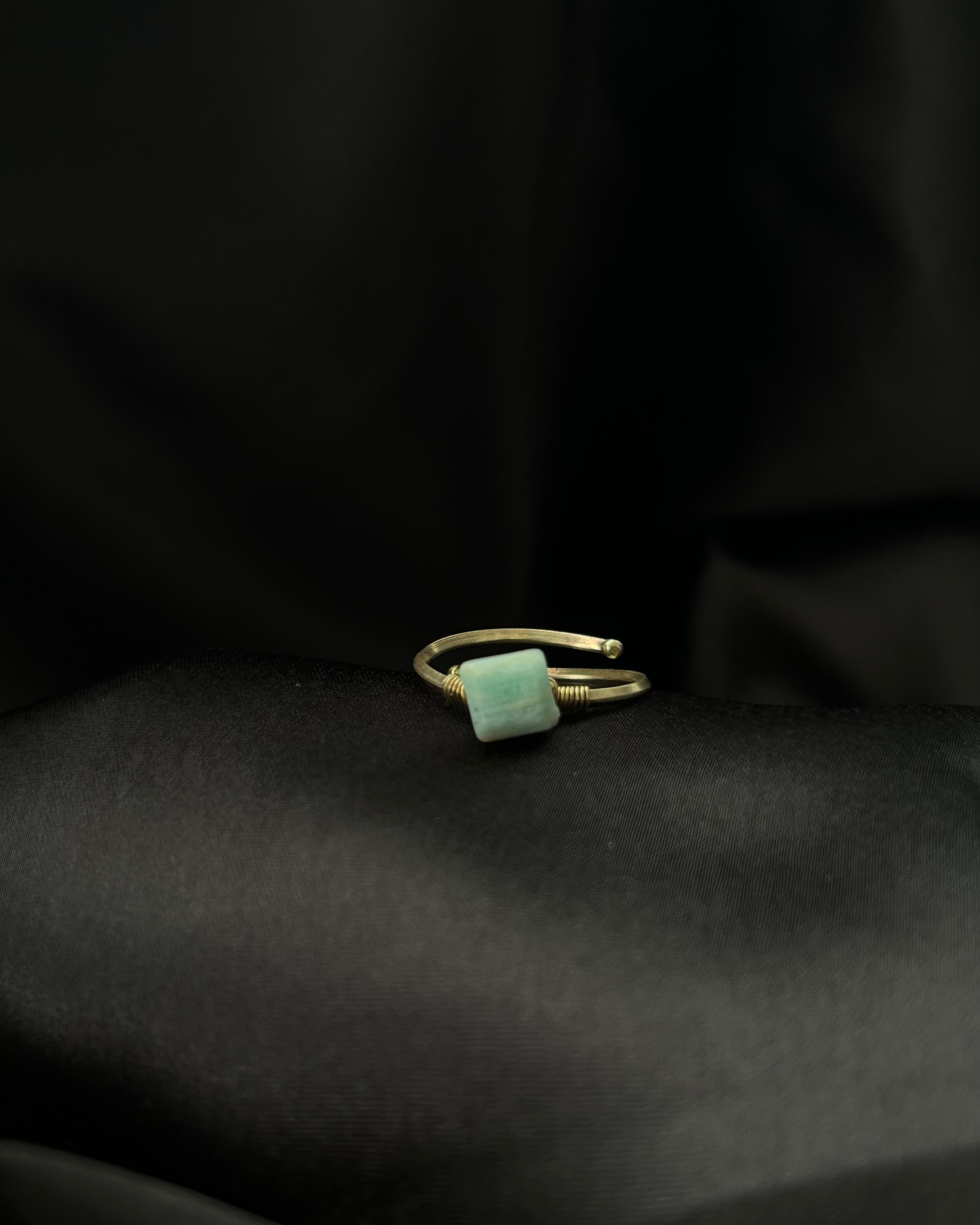 Larimar Crystal Ring Brass
