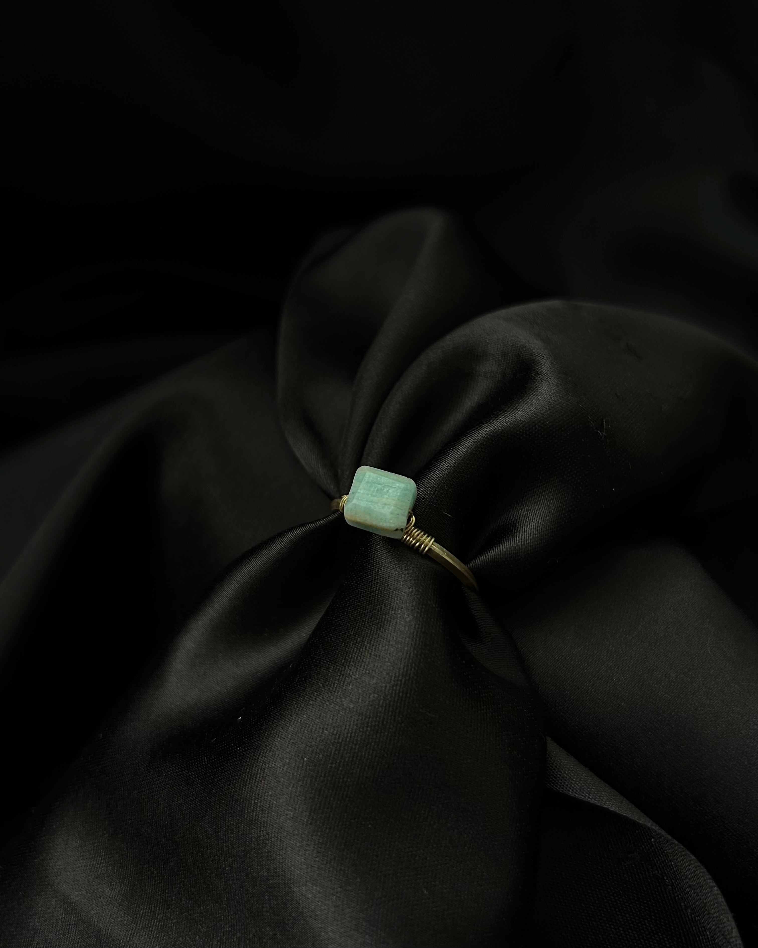 Larimar Crystal Ring Brass