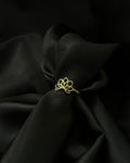 Brass ring with a unique flower design handmade by A Creator's Studio