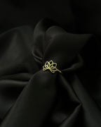 Brass ring with a unique flower design handmade by A Creator's Studio