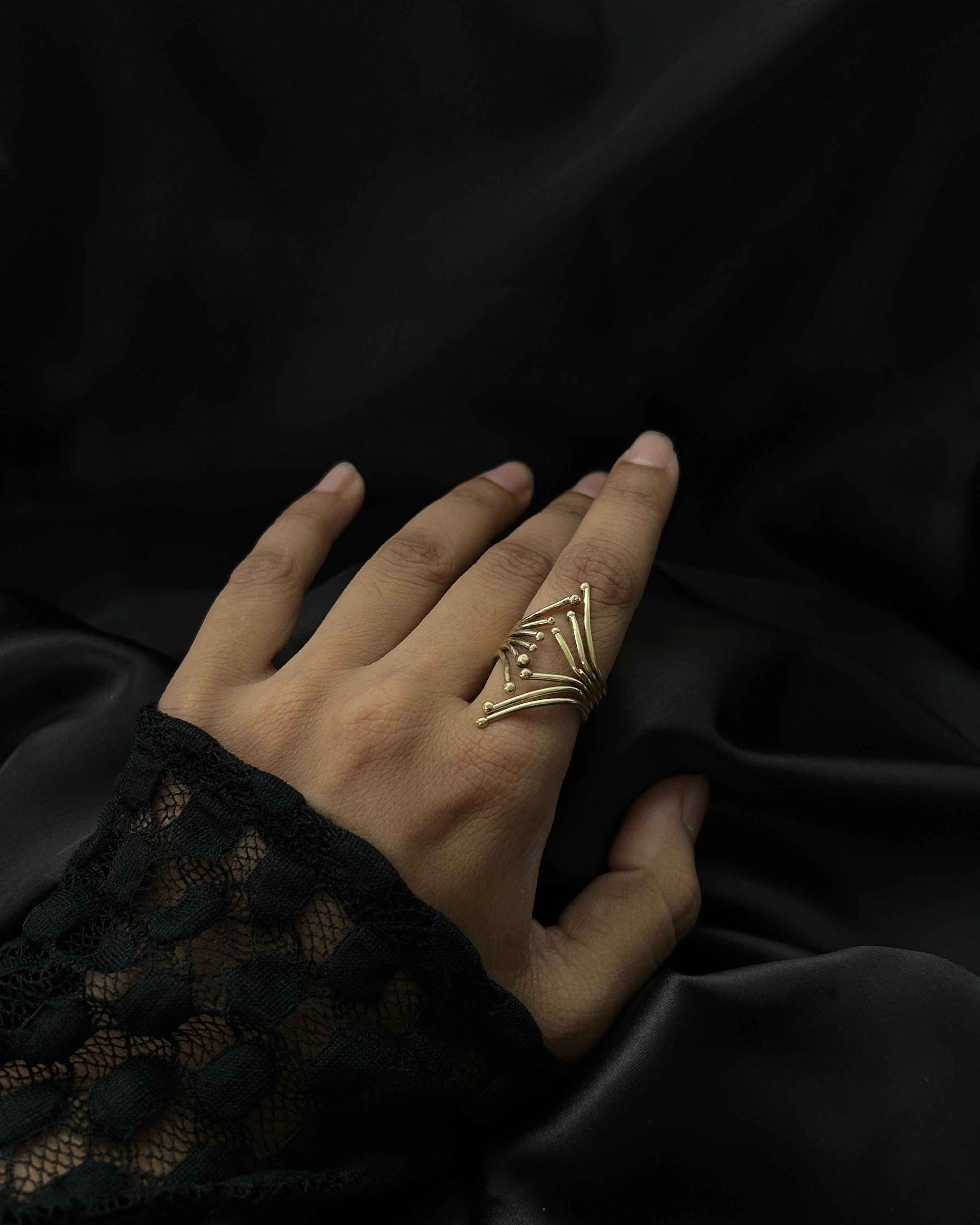 Brass ring with a unique design handmade by A Creator's Studio