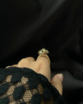 Brass ring with a unique sea shell conch with pearl design handmade by A Creator's Studio