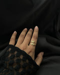 Brass ring with a unique leaf
 design handmade by A Creator's Studio
