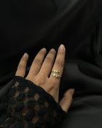 Brass ring with a unique leaf
 design handmade by A Creator's Studio