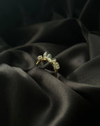 Clear Quartz Chips Ring Brass