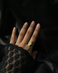 Brass ring with a hamsa design handmade by A Creator's Studio