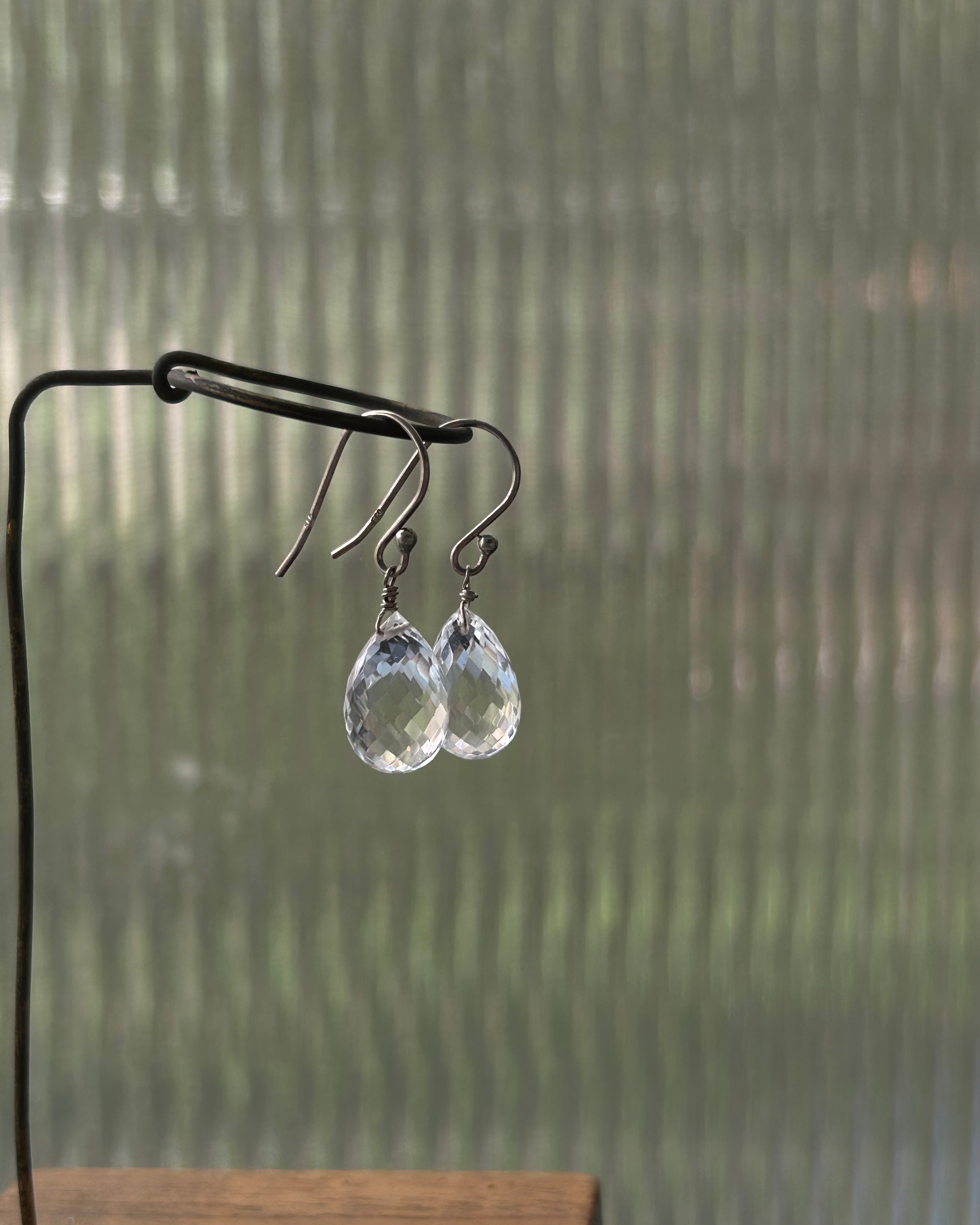 Clear Quartz Drop Earrings Sterling Silver