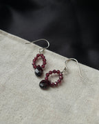 Garnet Drop Earrings Sterling Silver