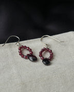 Garnet Drop Earrings Sterling Silver