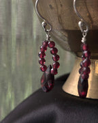 Garnet Drop Earrings Sterling Silver
