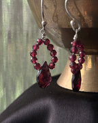 Garnet Drop Earrings Sterling Silver
