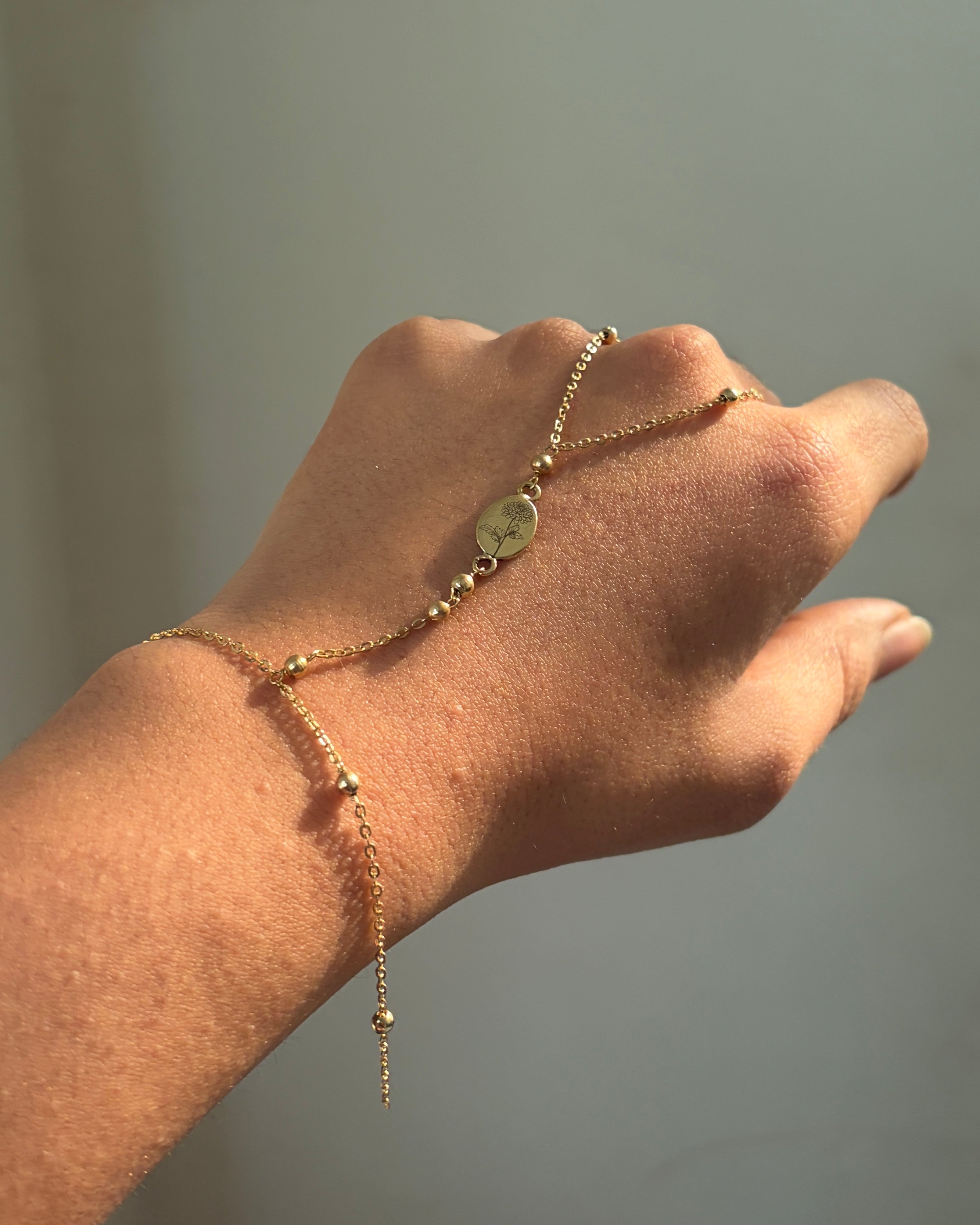 Birth Flower Handchain Brass