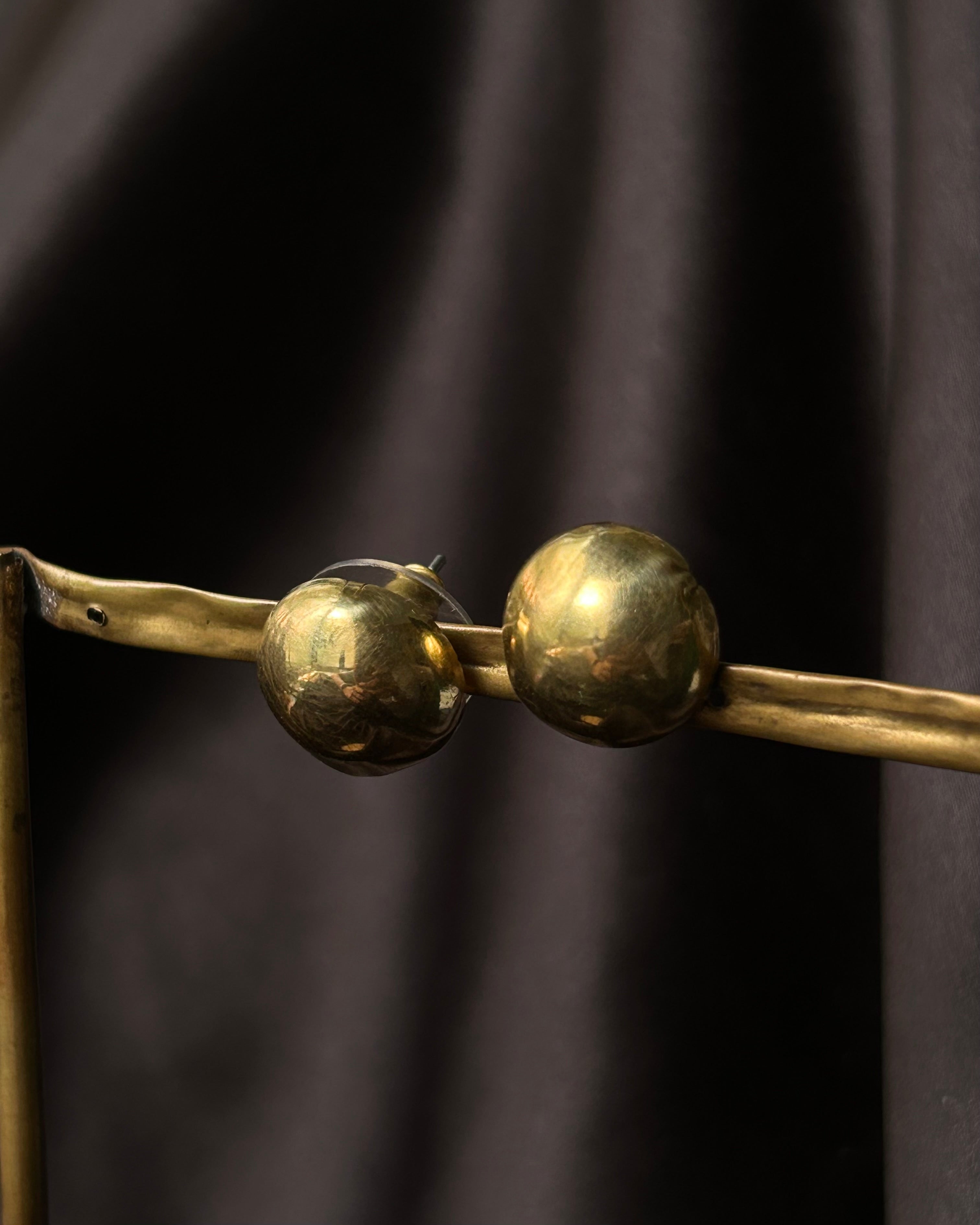 Brass round-shaped stud earrings handmade by A Creator's Studio