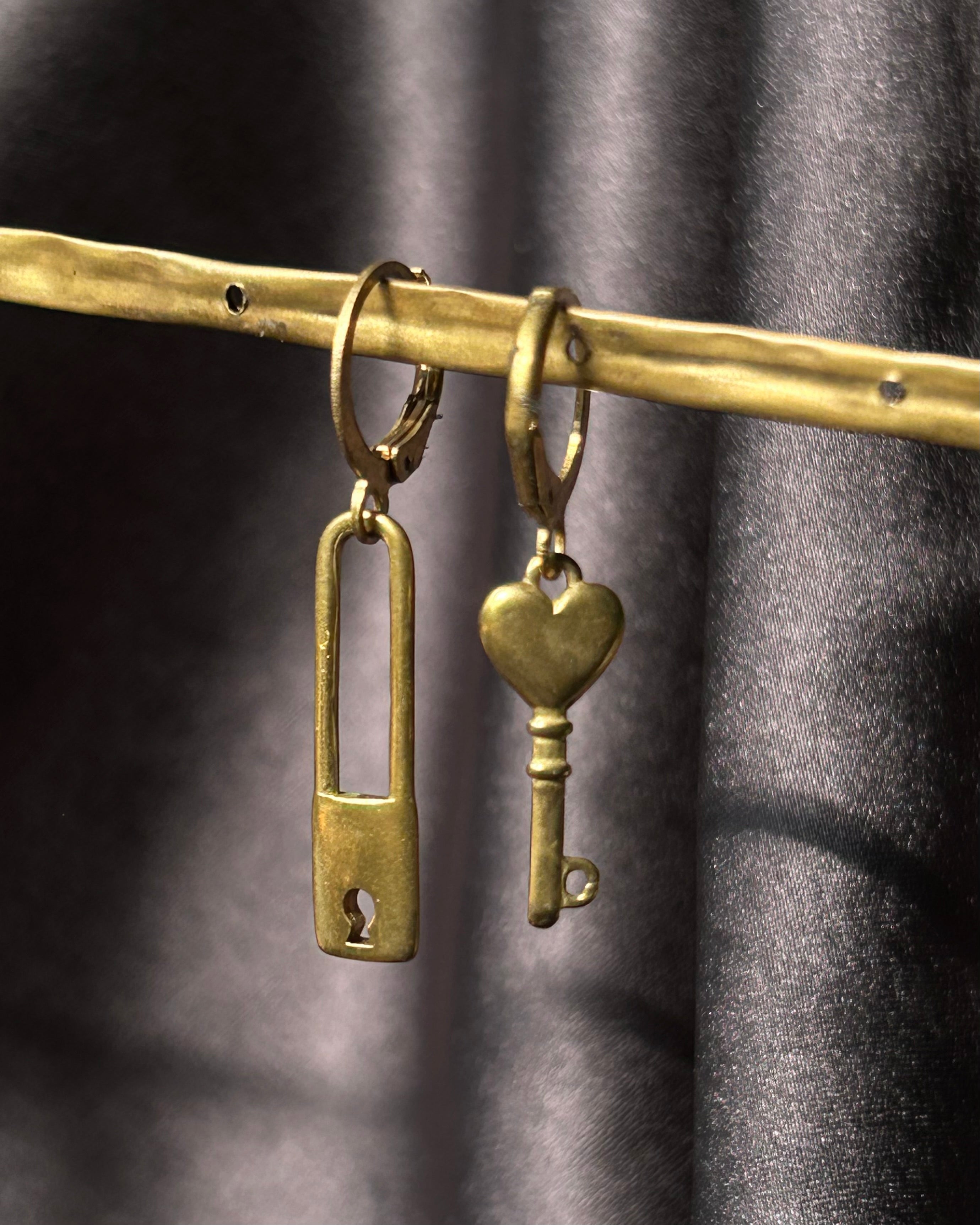 Lock and key earrings