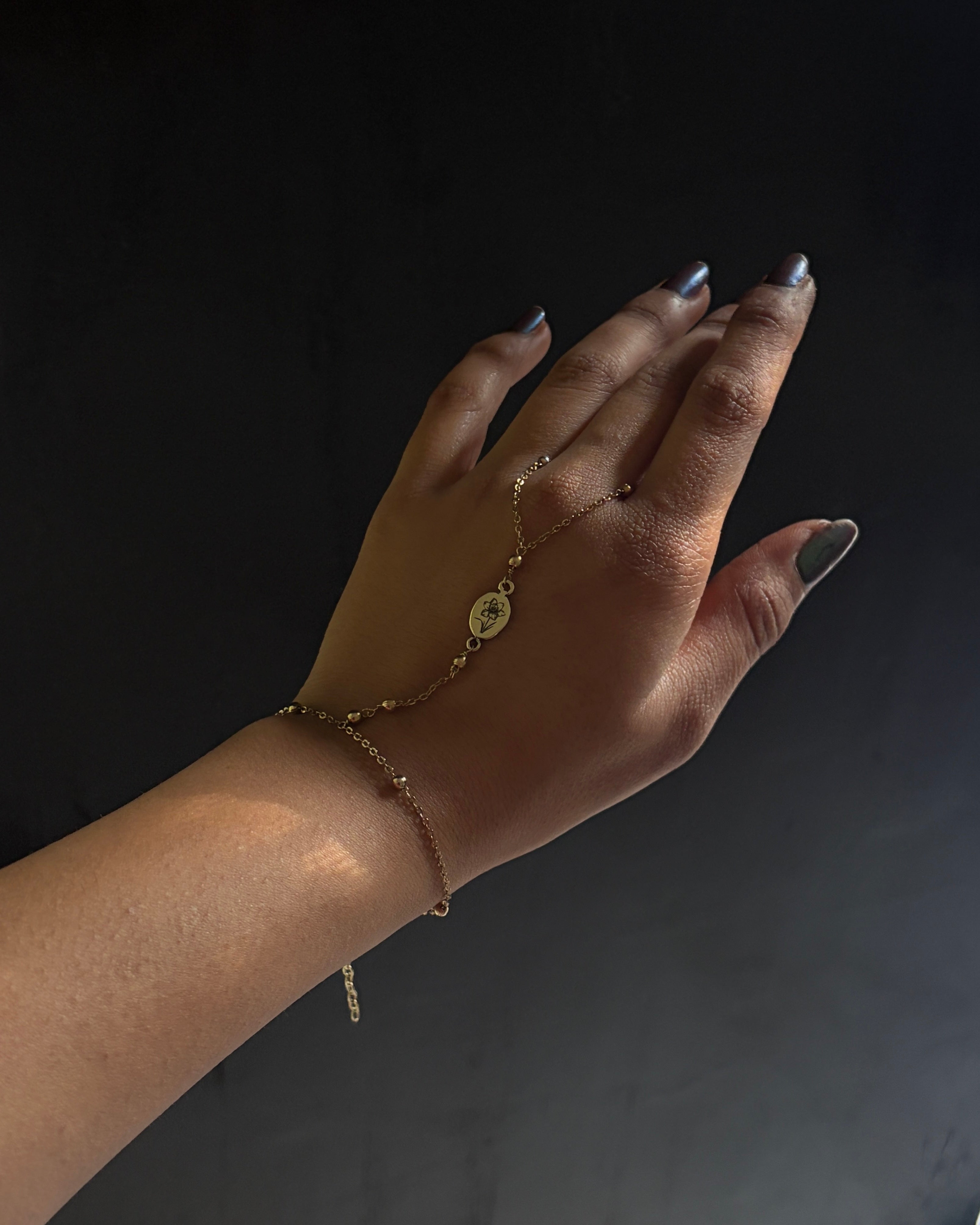 Birth Flower Handchain Brass