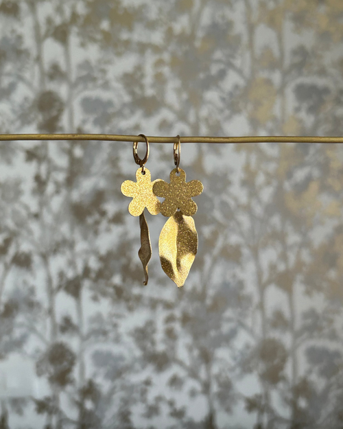 Brass earrings handmade by A Creator's Studio