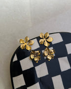 Brass earrings with unique flowers design handmade by A Creator's Studio