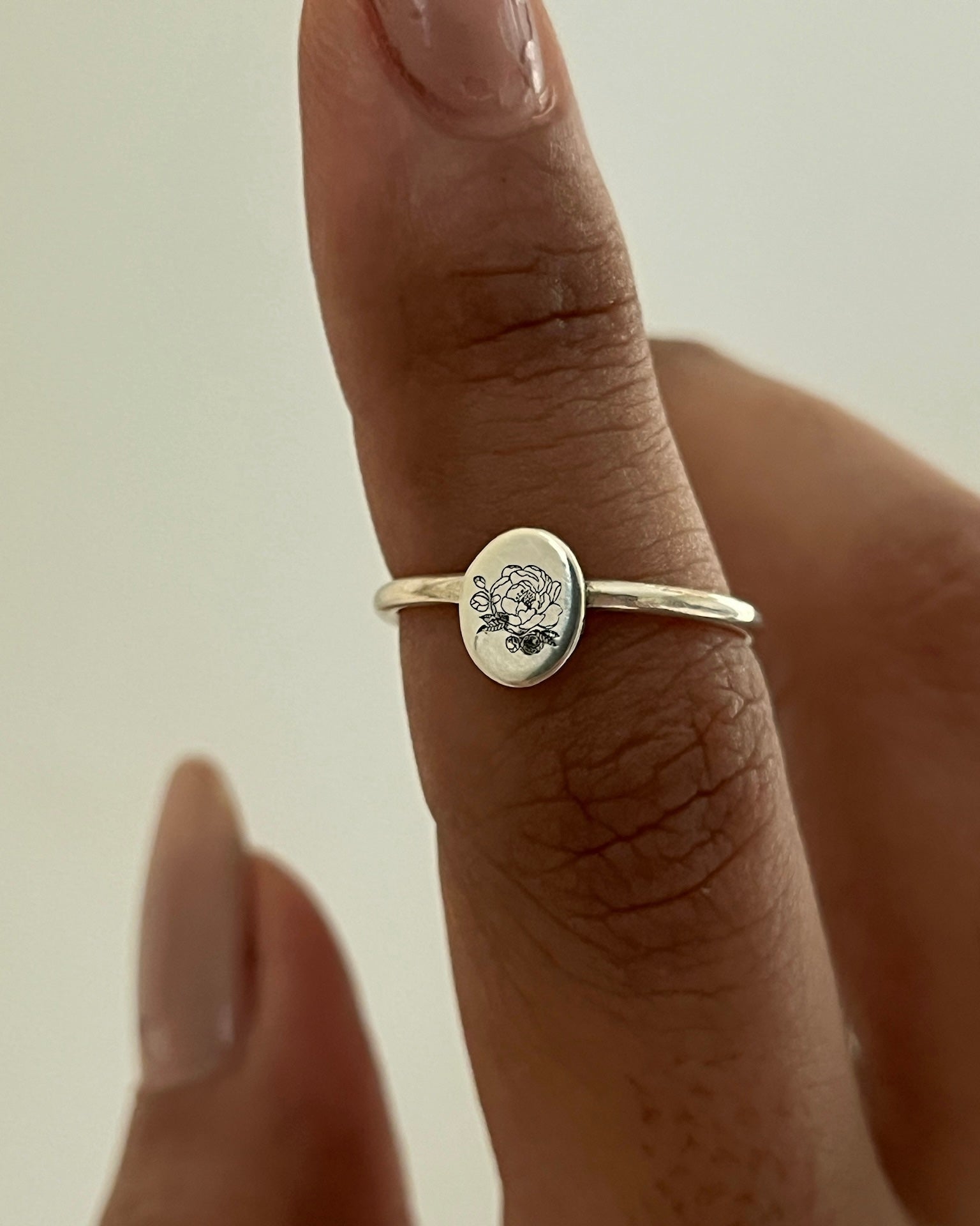 Birth Flower Ring Silver