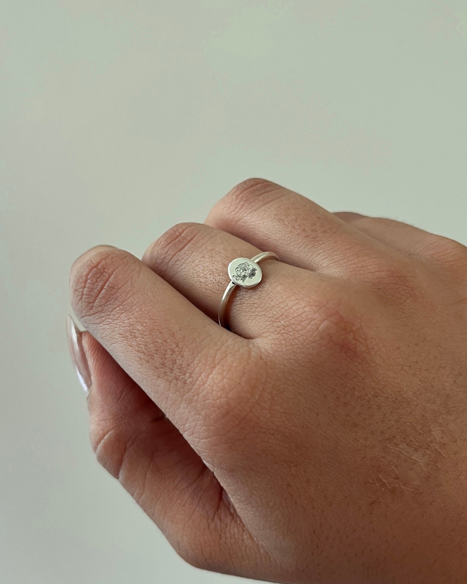Birth Flower Ring Silver