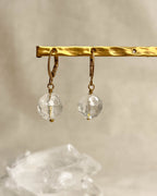 Brass earrings with crystal  handmade by A Creator's Studio