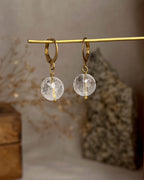 Brass earrings with crystal  handmade by A Creator's Studio