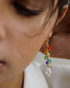 Dainty Gold Plated Rainbow Drop Earrings made with Rainbow coloured Glass Beads handmade by A Creator's Studio