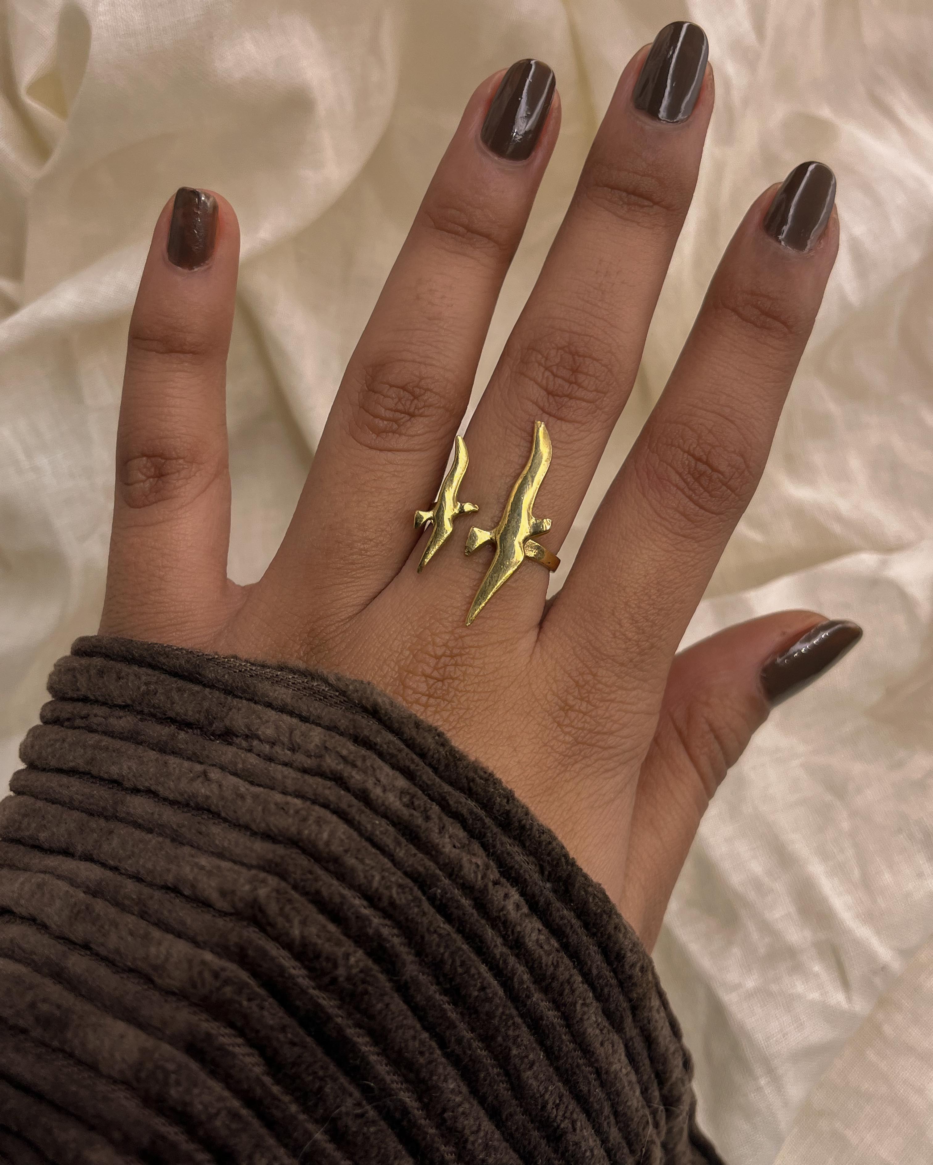 Brass ring with a unique design handmade by A Creator's Studio