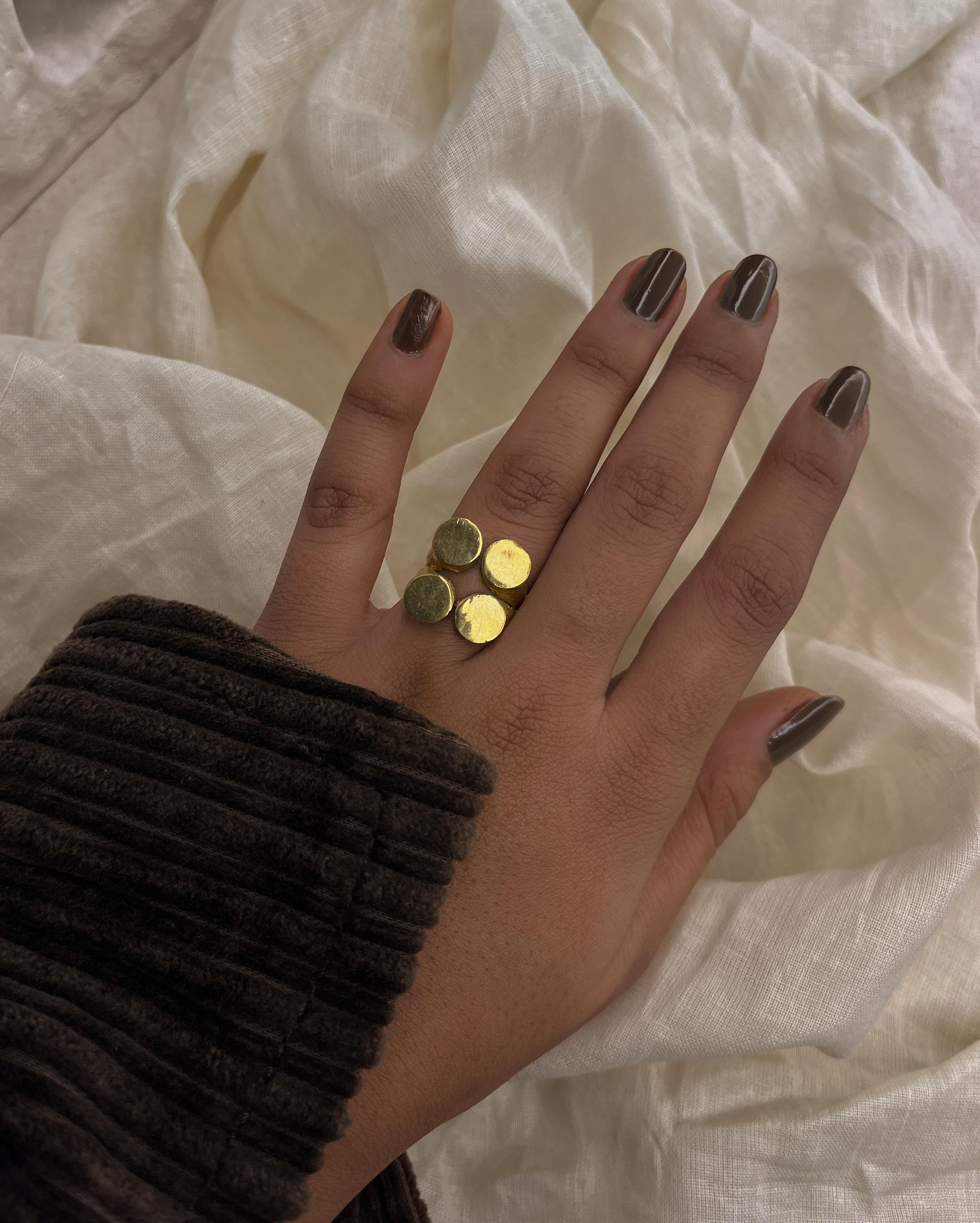 Brass ring with a unique design handmade by A Creator's Studio