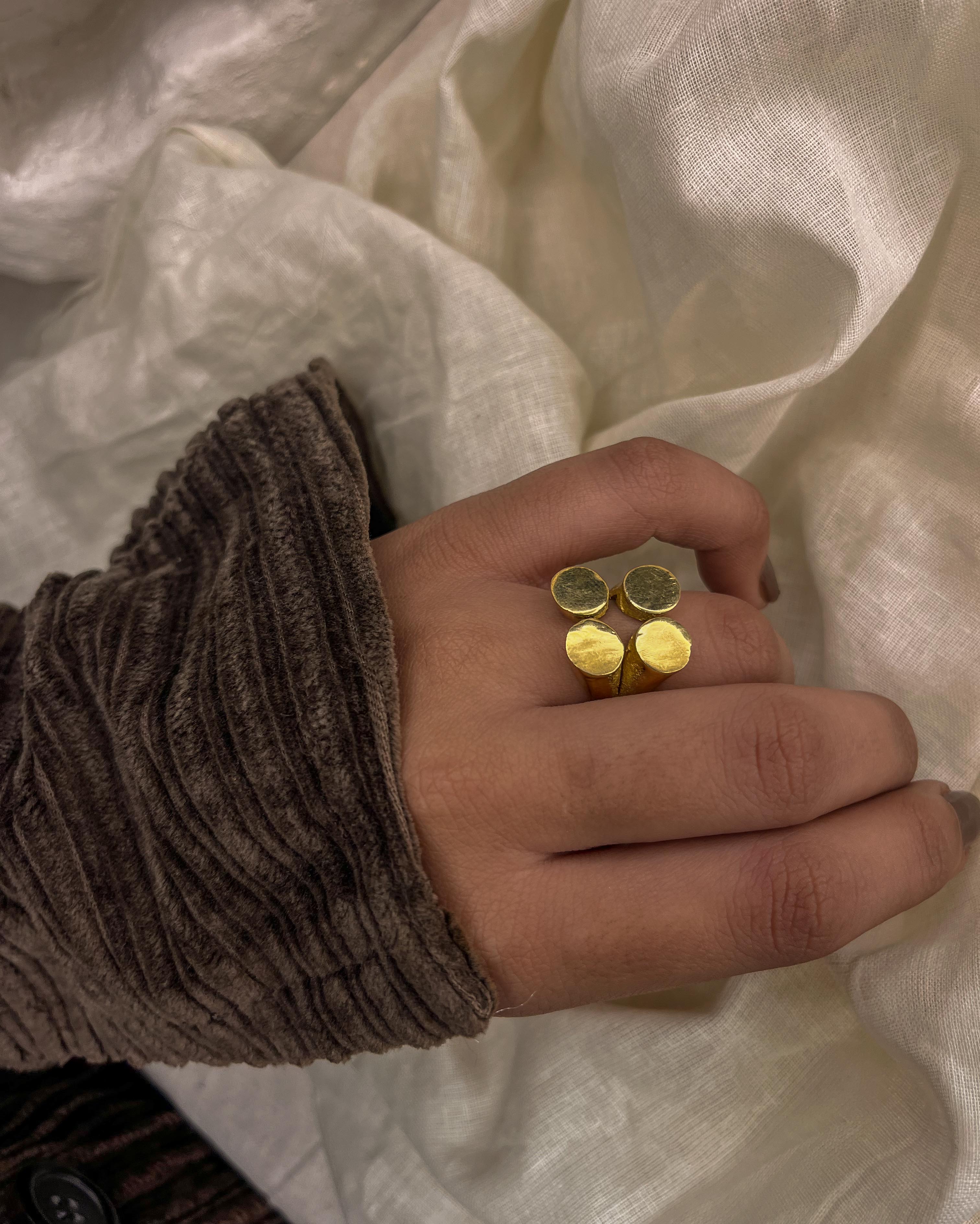 Brass ring with a unique design handmade by A Creator's Studio