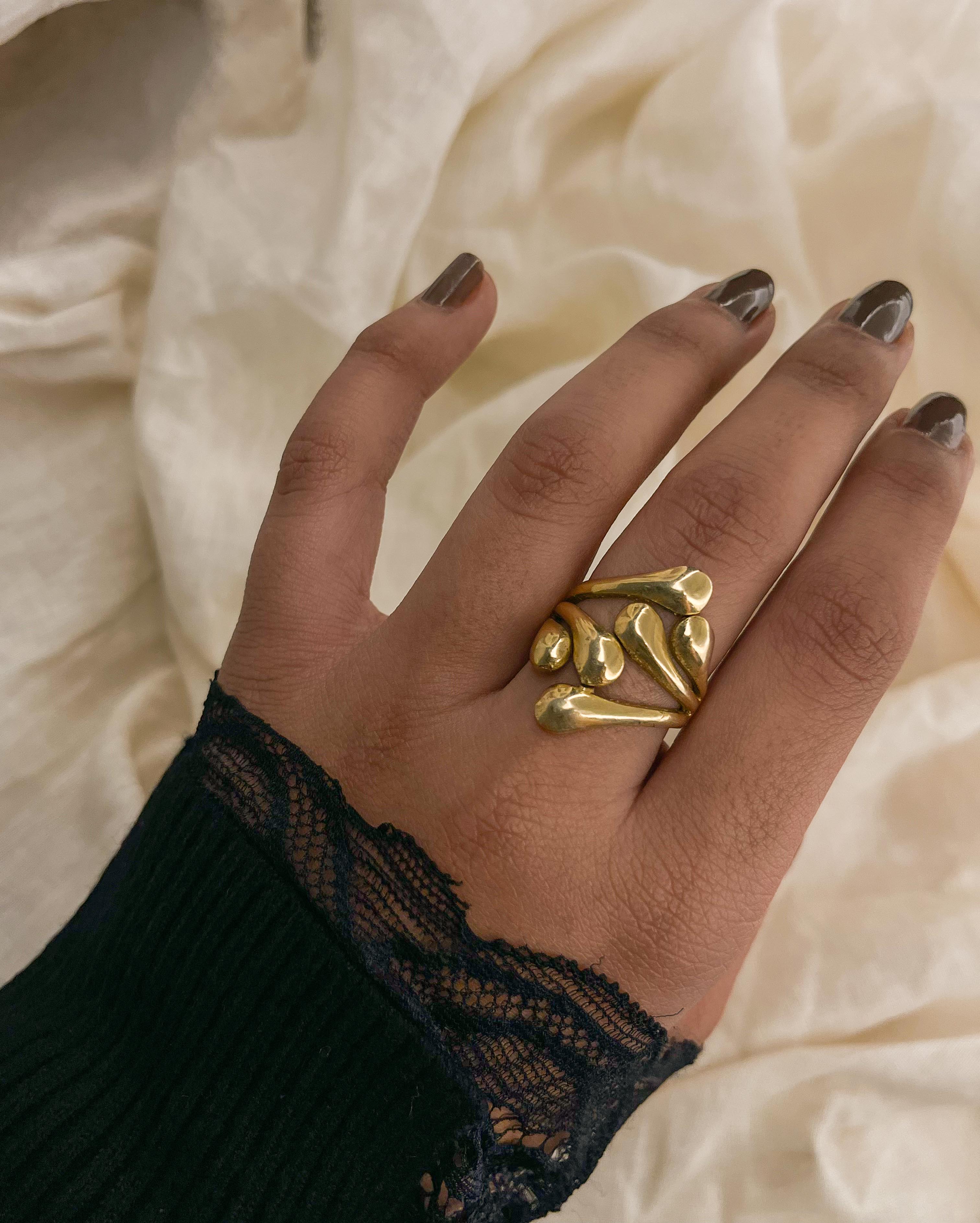 Brass ring with a unique design handmade by A Creator's Studio