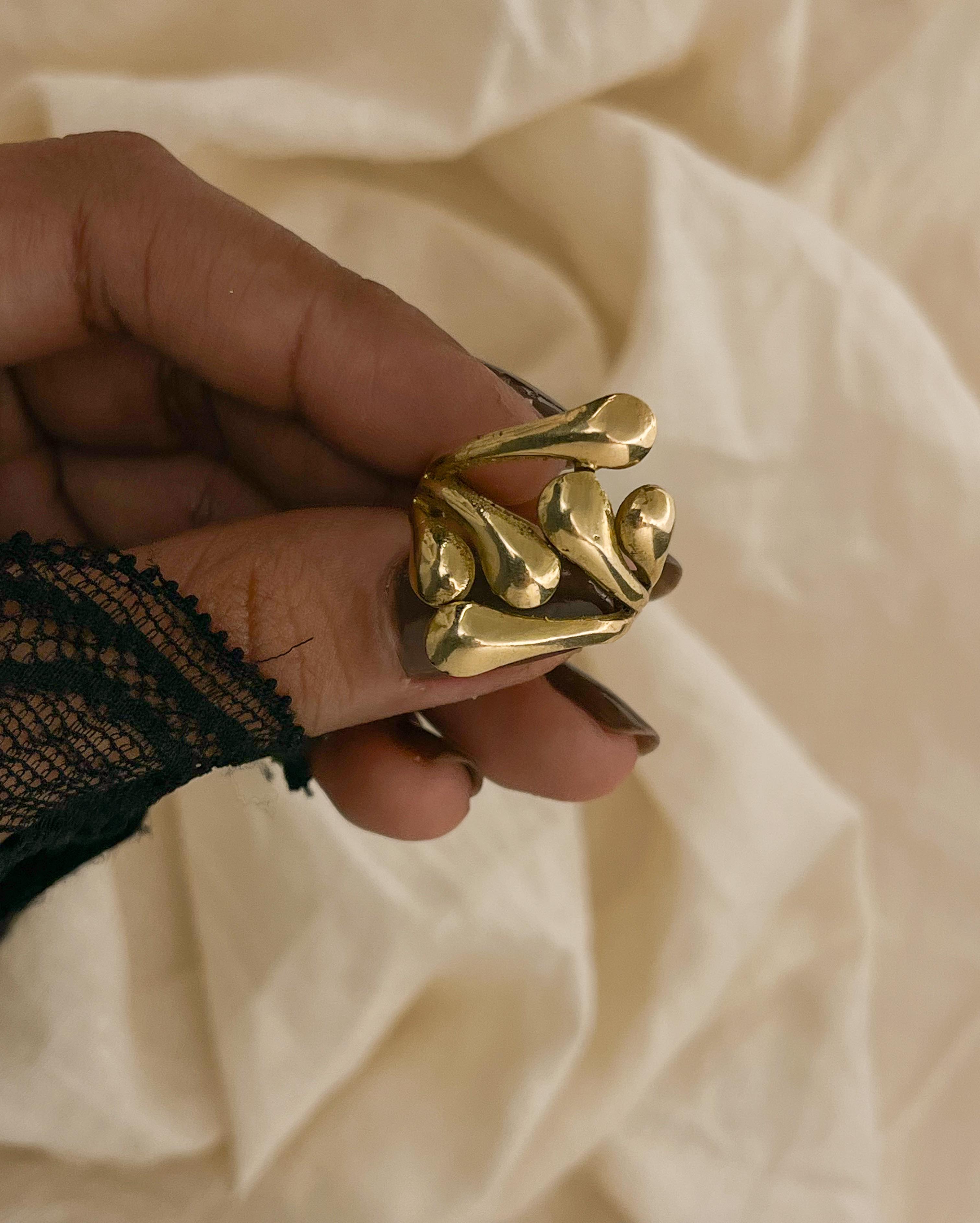 Brass ring with a unique design handmade by A Creator's Studio