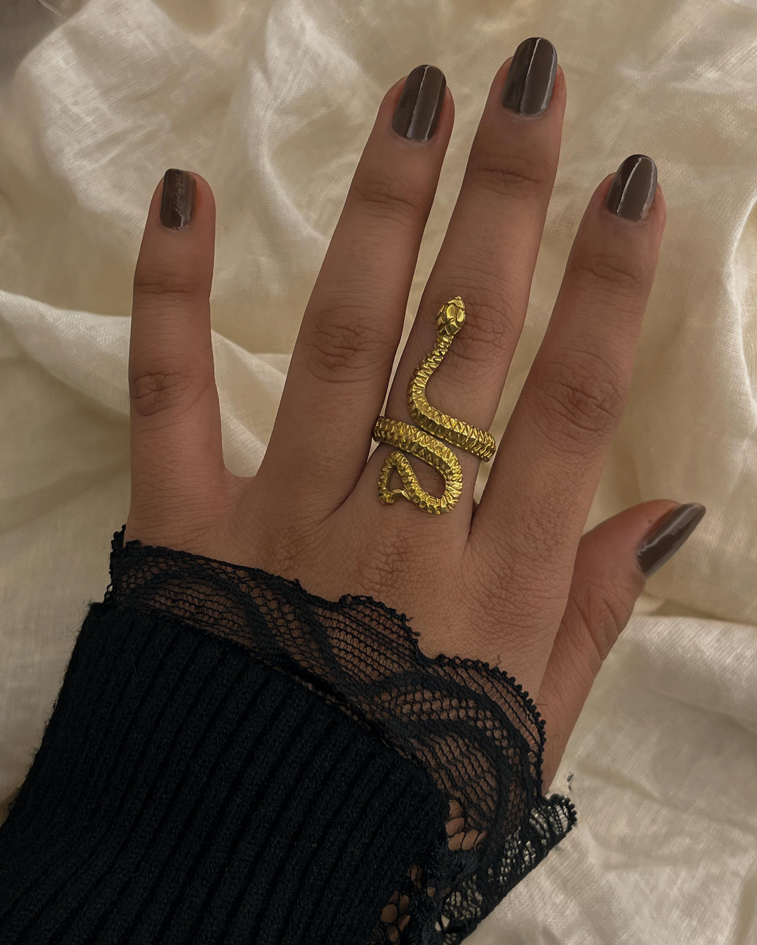 Textured Snake Ring Brass