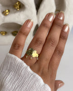 Cloud with Herkimer Diamonds Ring Brass