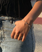 Brass pearl bracelet with freshwater pearls handmade by A Creator's Studio